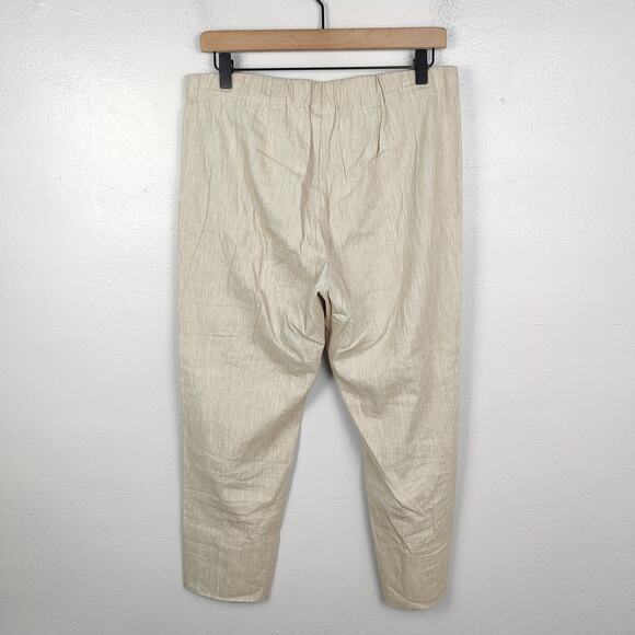 J Jill Linen Stretch Pants Womens Small Beige Ankle Pull On Beachy Preppy - Picture 4 of 8